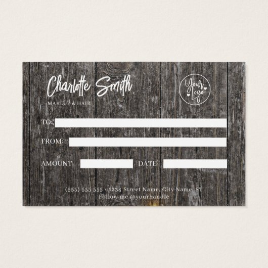 木素朴のクリスマスのギフト券 (裏面)