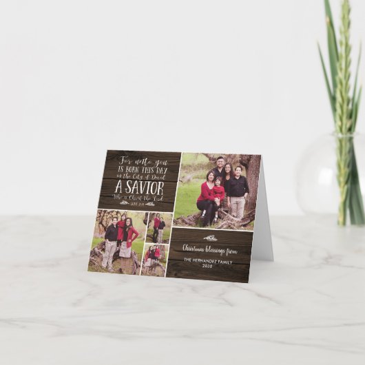 木素朴のクリスマスの聖句の休日の写真 シーズンカード (正面)