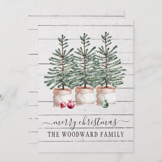 木素朴のクリスマスカード (正面/裏面)