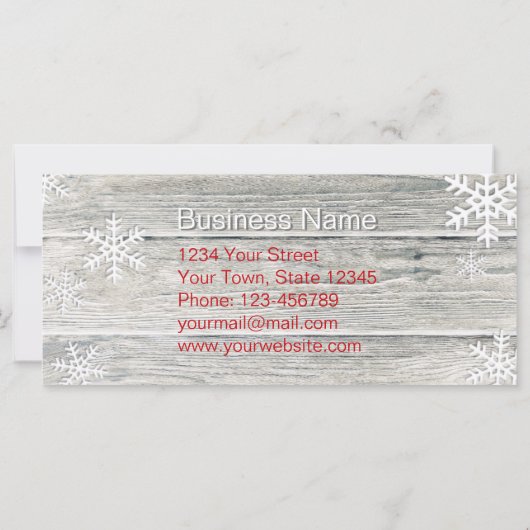 木素朴のクリスマススノーフレーク – 割引カード (裏面)