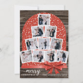 木素朴のクリスマスツリーアーチ写真コラージュ シーズンカード (正面)