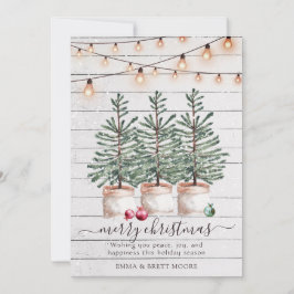 木素朴のクリスマスツリーストリングライト シーズンカード