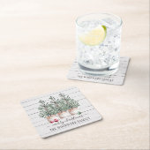 木素朴のクリスマスツリーファミリー名 スクエアペーパーコースター (インサイチュ)