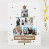 木素朴のクリスマスツリー | 5枚の写真コラージュ カード (黄色い花)