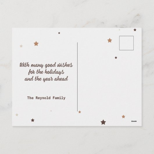 木素朴のクリスマスツリー | 5枚の写真コラージュ シーズンポストカード (裏面)