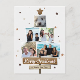 木素朴のクリスマスツリー | 5枚の写真コラージュ シーズンポストカード