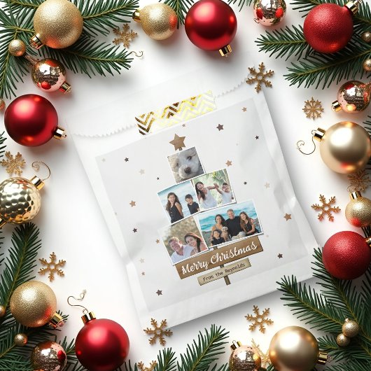 木素朴のクリスマスツリー | 5枚の写真コラージュ フェイバーバッグ