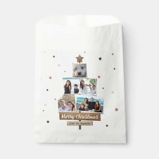 木素朴のクリスマスツリー | 5枚の写真コラージュ フェイバーバッグ (正面)