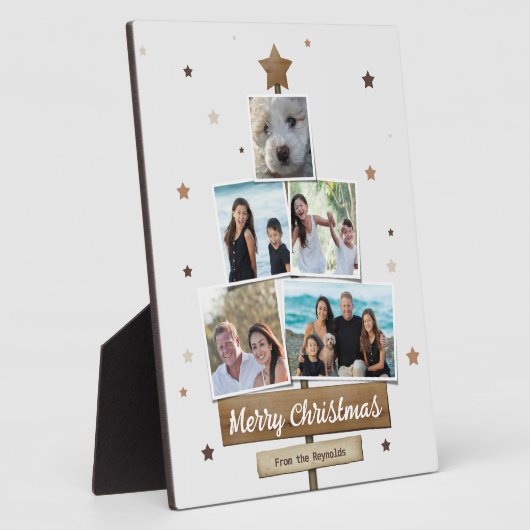 木素朴のクリスマスツリー | 5枚の写真コラージュ フォトプラーク (側面)