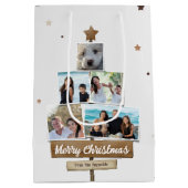 木素朴のクリスマスツリー | 5枚の写真コラージュ ミディアムペーパーバッグ (裏面)