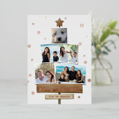 木素朴のクリスマスツリー | 5枚の写真コラージュ 箔シーズンカード (立ち正面)