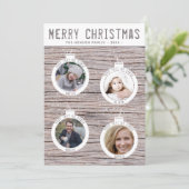 木素朴のクリスマスボール家族の写真コラージュ シーズンカード (スタンド正面)