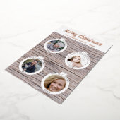 木素朴のクリスマスボール家族の写真コラージュ 箔シーズンカード (回転した状態)