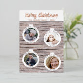 木素朴のクリスマスボール家族の写真コラージュ 箔シーズンカード (立ち正面)