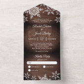 木素朴のクリスマス冬の結婚式の雪片 オールインワン招待状 (内側)