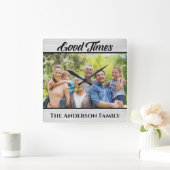 木素朴のグッドタイムズファミリーフォト スクエア壁時計 (ホーム)