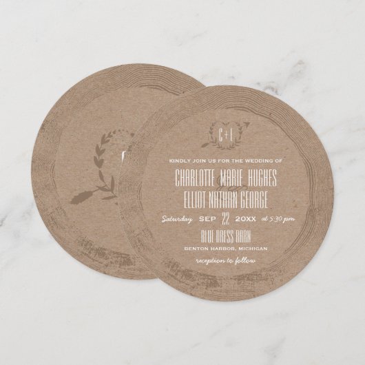 木素朴のスライス 招待状 (正面/裏面)