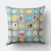 木素朴のパーソナライズされたクリスマスとクマの写真 クッション (裏面)