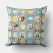 木素朴のパーソナライズされたクリスマスとクマの写真 クッション (正面)