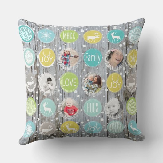 木素朴のパーソナライズされたクリスマス写真 クッション (裏面)
