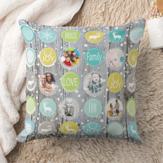 木素朴のパーソナライズされたクリスマス写真 クッション (ブランケット)