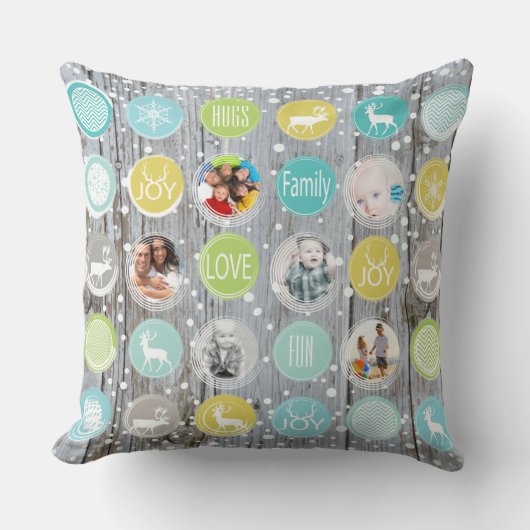 木素朴のパーソナライズされたクリスマス写真 クッション (正面)