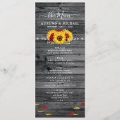 木素朴のヒマワリと赤いバラ結婚の メニュー (正面)