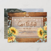 木素朴のヒマワリの写真 セーブザデート (正面/裏面)