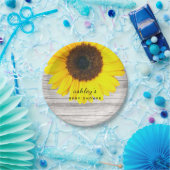 木素朴のヒマワリの赤ちゃんシャワーパーソナライズされた ペーパープレート (パーティー)