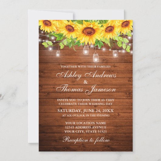 木素朴のヒマワリフローラのチャイルト写真 招待状 (正面)