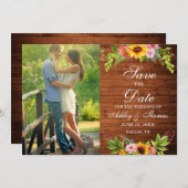 木素朴のヒマワリフローラ写真 セーブザデート (正面/裏面)