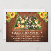 木素朴のヒマワリ森林動物シャワー 招待状 (正面)