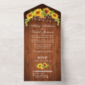 木素朴のヒマワリ結婚ストライト オールインワン招待状 (内側)