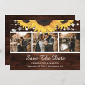 木素朴のヒマワリ結婚ーの写真コラージュ セーブザデート (正面/裏面)