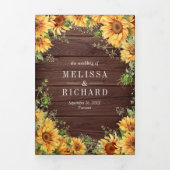 木素朴のヒマワリMason Jar QRコード結婚ズ 三つ折り招待状 (カバー)