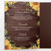 木素朴のヒマワリMason Jar QRコード結婚ズ 三つ折り招待状 (内部最初)