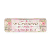 木素朴のピンクとタンの花の住所 シール (正面)