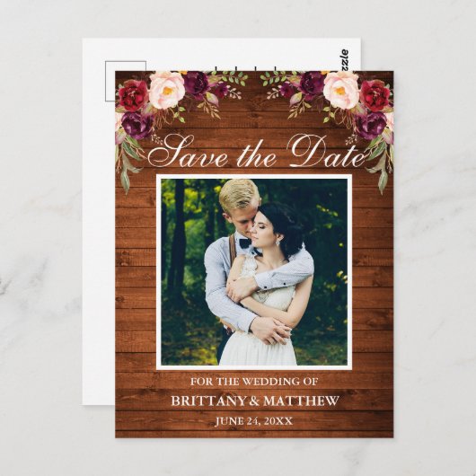 木素朴のブルゴーニュフローラ写真の日付を保存 ポストカード (正面/裏面)