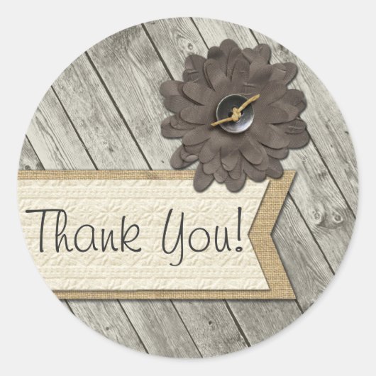 木素朴のボタン生地フラワーバーラップ ラウンドシール (正面)