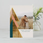 木素朴のミニマルクリスマスツリー写真 箔シーズンカード (立ち正面)