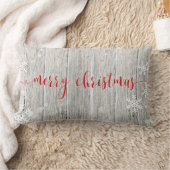 木素朴のメリークリスマス雪の結晶 – 枕 (ブランケット)