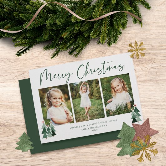 木素朴のモダンクリスマスの休日3写真 シーズンカード