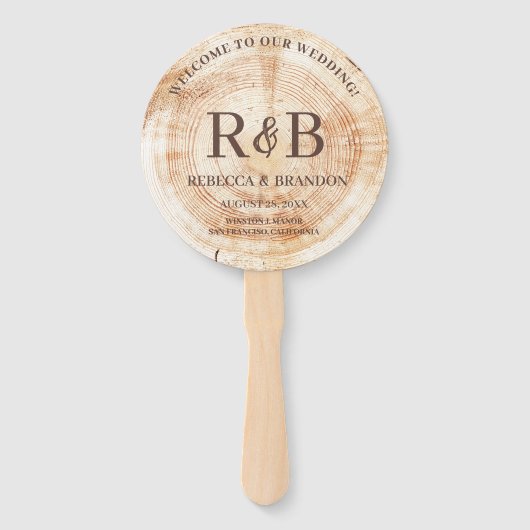 木素朴のモノグラム結婚の式名 ハンドファン (正面)