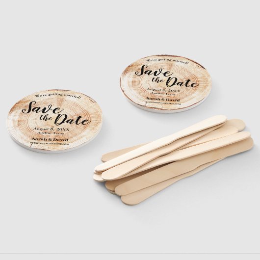 木素朴のユニーク結婚式日付を保存 ハンドファン (組立なし)