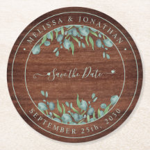 木素朴のユーカリ結婚式の日付を保存