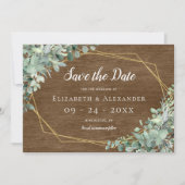 木素朴のユーカリ緑色幾何学写真 セーブザデート (正面)