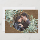 木素朴のユーカリ緑色幾何学写真 セーブザデート (裏面)