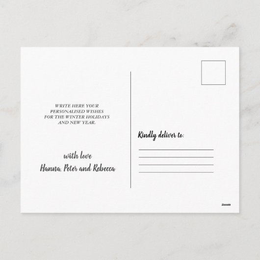 木素朴の上のクリスマスパインのカスタム写真 シーズンポストカード (裏面)