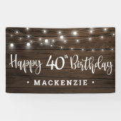 木素朴の上のストリングライト40th誕生日 横断幕 (横)