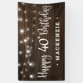 木素朴の上のストリングライト40th誕生日 横断幕 (縦)